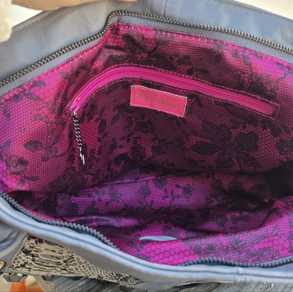 BETSEY JOHNSON VINTAGE LEATHER 'BUTTERFLY BLING' SATCHEL - Picture 10 of 12